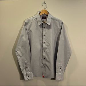 Untuckit Grey Long Sleeve Shirt Medium Slim red button holes